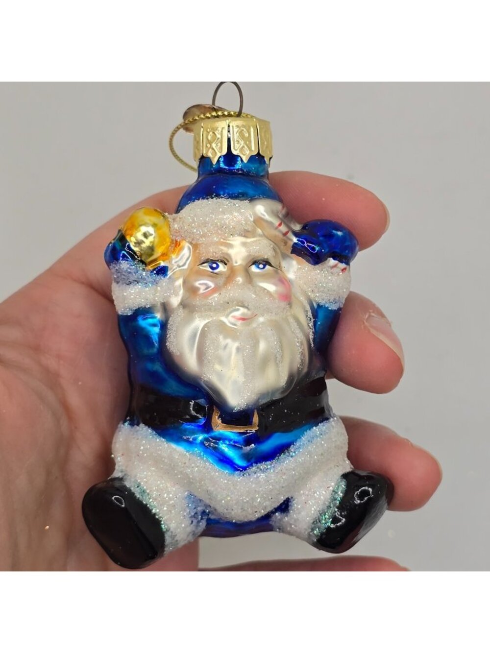Christmas Ornament Glass Blue Santa Claus Thomas Pacconi Museum Series 2003 VTG